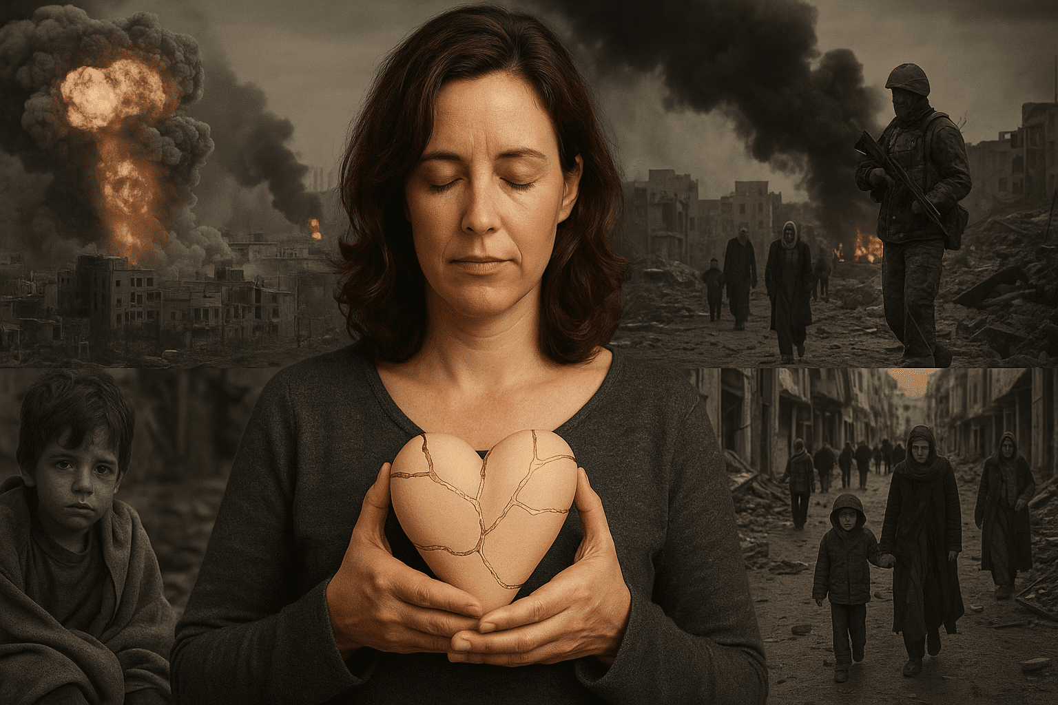 Keramieken hart met gouden breuklijnen als symbool voorheling van het hart, compassie en verbinding tijdens The Heart Ritual